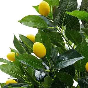 Lemon Tree Artificial Plant Fruit Tree with Realistic Lemon in Black Pot 120 cm