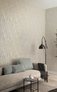 Galerie The New Design Book Beige Sheen Wave Ribbons Wallpaper Roll