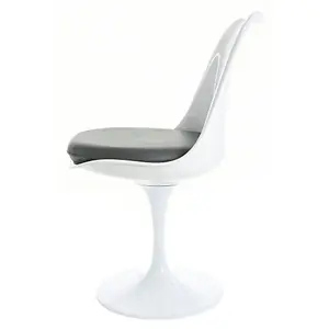 White Tulip Dining Chair with Grey PU Cushion