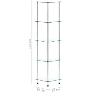 Berkfield 5-Tier Shelf Transparent 30x30x130 cm Tempered Glass