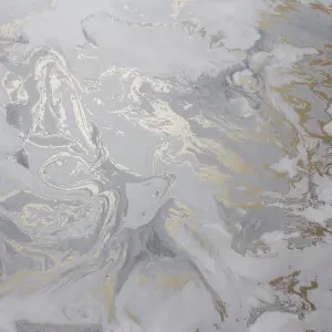 Muriva Grey & Gold Marble Metallic effect Embossed Wallpaper