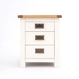 Lovere 3 Drawer Bedside Table Brass Drop Handle