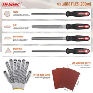 Hi-Spec 16pc Steel Metal Hand File & Needle File Tool Kit Set. Flat, Round & Triangle Files for DIY, Crafts & Wood Work