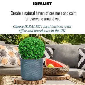 IDEALIST 25cm Small Round Planter, Honeycomb Slate Grey Reinforced Stone Cylinder Outdoor Plant Pot D25 H23 cm, 11L