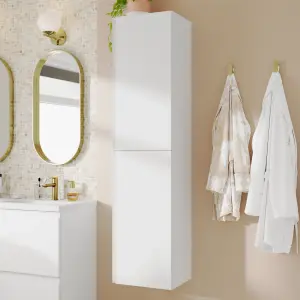 GoodHome Levanna Tall deep Matt White Double Bathroom Column cabinet (H)160cm (W)40cm