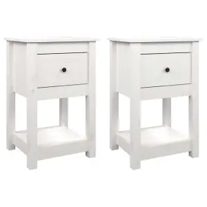 Berkfield Bedside Cabinets 2 pcs White 40x35x61.5 cm Solid Wood Pine