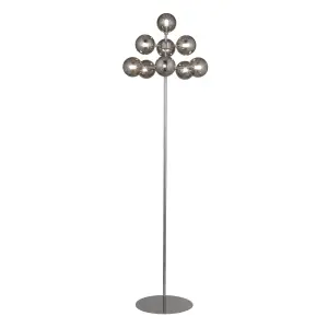 Lighting Collection Quito Chrome & Smoked Glass 9Lt Floor Lamp