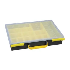 Compartment Storage Box with Removeable Inserts 60mm x 340mm x 250mm - Yellow