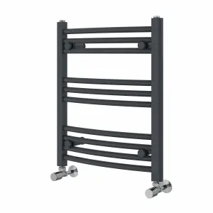 Right Radiators 600x500 mm Curved Heated Towel Rail Radiator Bathroom Ladder Warmer Anthracite