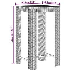 3 Piece Garden Bar Set Grey Poly Rattan&Solid Wood Acacia