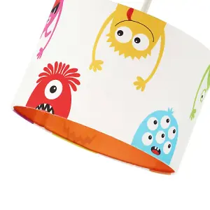 Funny Monsters Children's Lamp Shade with Orange Inner and Multi Colour Monsters