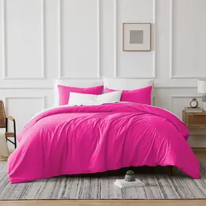 Microfibre 200 TC Plain Reversible Plain Weave Modern & Contemporary Duvet Cover Set Pink / Single - 1 Standard Pillowcase