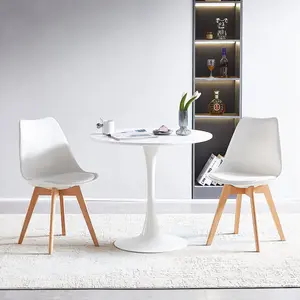 Kingsley Round Metal Base Dining Table White / 73cm H x 80cm W x 80cm D