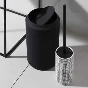 GoodHome Blenny White & black Polymer resin & stainless steel Toilet brush & holder