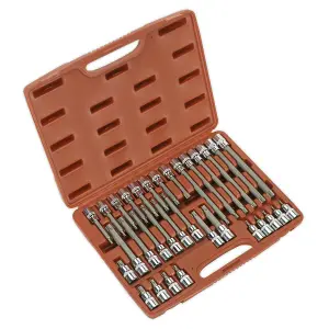 Sealey TRX-Star Socket Bit Set 32 Pieces 1/2" Square Drive Knurled Ring AK2194