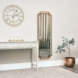 Melody Maison Copper Art Deco Wall Mirror 142cm x 47cm