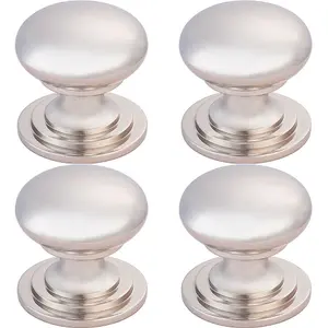 4x Victorian Round Cupboard Door Knob 38mm Dia Polished Nickel Cabinet Handle