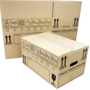 10 x Giant Cardboard Storage Packing Moving House Boxes with Carry Handles and Room List 52cm x 52cm x 40cm