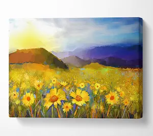 Yellow Mountain Sunrise Canvas Print Wall Art - Medium 20 x 32 Inches