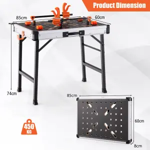 Costway Folding Work Table Portable Workbench Workstation w/ 2 Quick Clamps & 4 Clamp Dogs