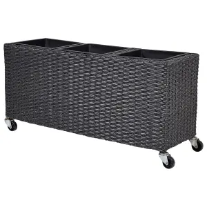 Plant Pot BELLIS PE Rattan Black