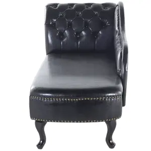 Left Hand Chaise Lounge Faux Leather Black NIMES