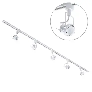 Litecraft Greenwich White 5 Head 2m Straight Kitchen Ceiling Light with LED Bulbs