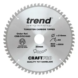 Trend CraftPro Mitre Saw Blade 216 x 30mm x 24T/48T/60T (Pack 3)