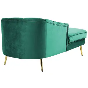 Right Hand Velvet Chaise Lounge Emerald Green ALLIER