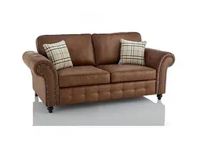 Oakland Suede Leather 3 Seater Sofa Tan Brown