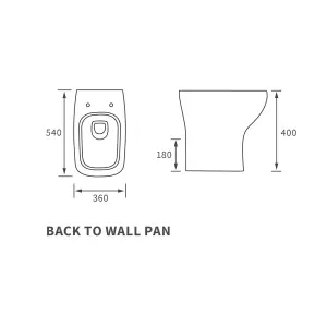 Durleigh White Rimless Back to wall Toilet pan with Square Soft close seat