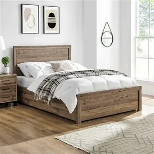 Rodley - Small Double - Ottoman Storage Bed - Oak - Wooden - 4ft - Happy Beds