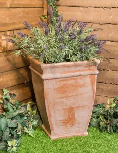 Primrose Terracotta Orange Tapered Outdoor Patio Garden Cube Planter 49cm