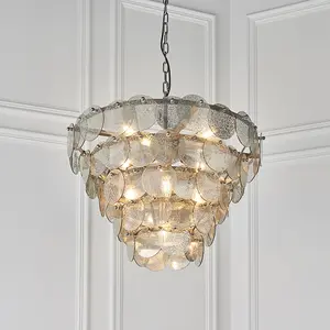 Luminosa Trapani 9 Light Ceiling Pendant Antique Silver Paint & Mercury Glass