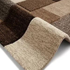 Beige/Grey Modern Geometric Handmade Easy to Clean Rug for Living Room Bedroom and Dining Room-120cm X 170cm