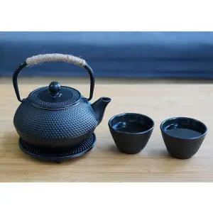 Stovetop 5 in 1 Tetsubin Teapot Set Japanese Cast Iron 800ml Kettle Cups Tea Pot