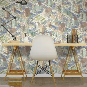 Muriva Blue Novelty 3D effect Embossed Wallpaper