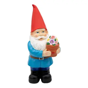 Traditional Garden Gnome With Light-Up Flower Pot