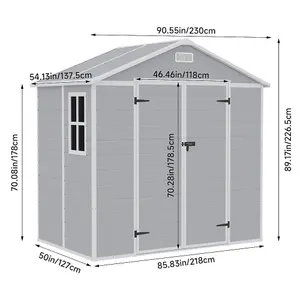 8x4ft Shed Apex Roof Garden PP Tool Shed Outdoor Patio Storage House