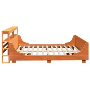 Berkfield Bed Frame without Mattress Wax Brown 180x200 cm Super King Solid Wood Pine