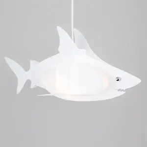 ValueLights Shark White Ceiling Pendant Shade and B22 GLS LED 6W Warm White 3000K Bulb