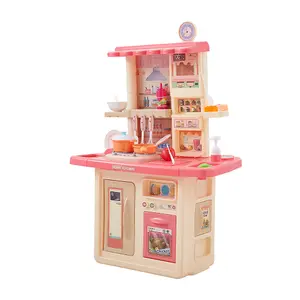 Play Kitchen Set Toddler Kitchen Toy Playset with Real Sounds & Lights