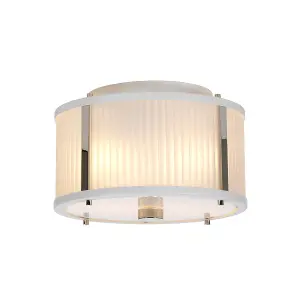 2 Bulb Ceiling Pendant White Satin Painted Highly Polished Nickel LED E27 60W