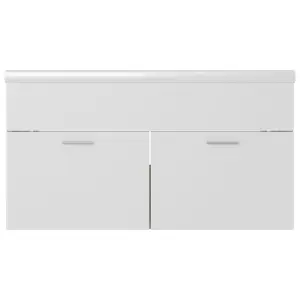 Berkfield Sink Cabinet with Built-in Basin White and Sonoma Oak Engineered Wood