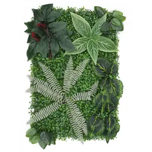 Artificial Green Grass Panel Backdrop, 60cm x 40cm, Tropical Leaf