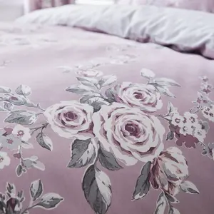 Canterbury Floral Reversible Double Duvet Cover Set with Pillowcases with Pillowcases Heather / Double Duvet Cover + 2 Standard Pillowcase