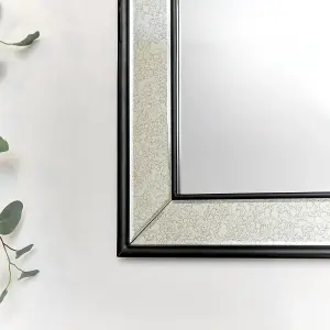 Melody Maison Large Black Antique Glass Framed Wall Mirror - 140cm x 100cm