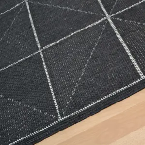 Patio Check PAT07 Geometric Indoor Outdoor Rugs in Charcoal Grey - 160x230cm