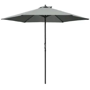 Outsunny 2.8m Patio Umbrella Parasol Outdoor Table 6 Ribs Dark Grey