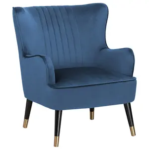 Wingback Chair VARBERG Velvet Dark Blue